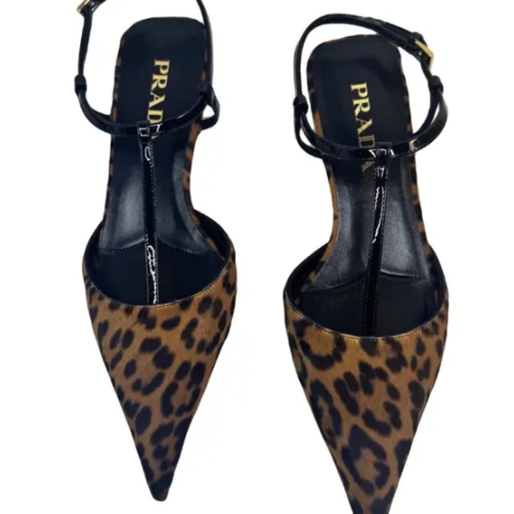 Prada Leopard Print T-Strap Ballerina Pumps - Picture 6 of 6